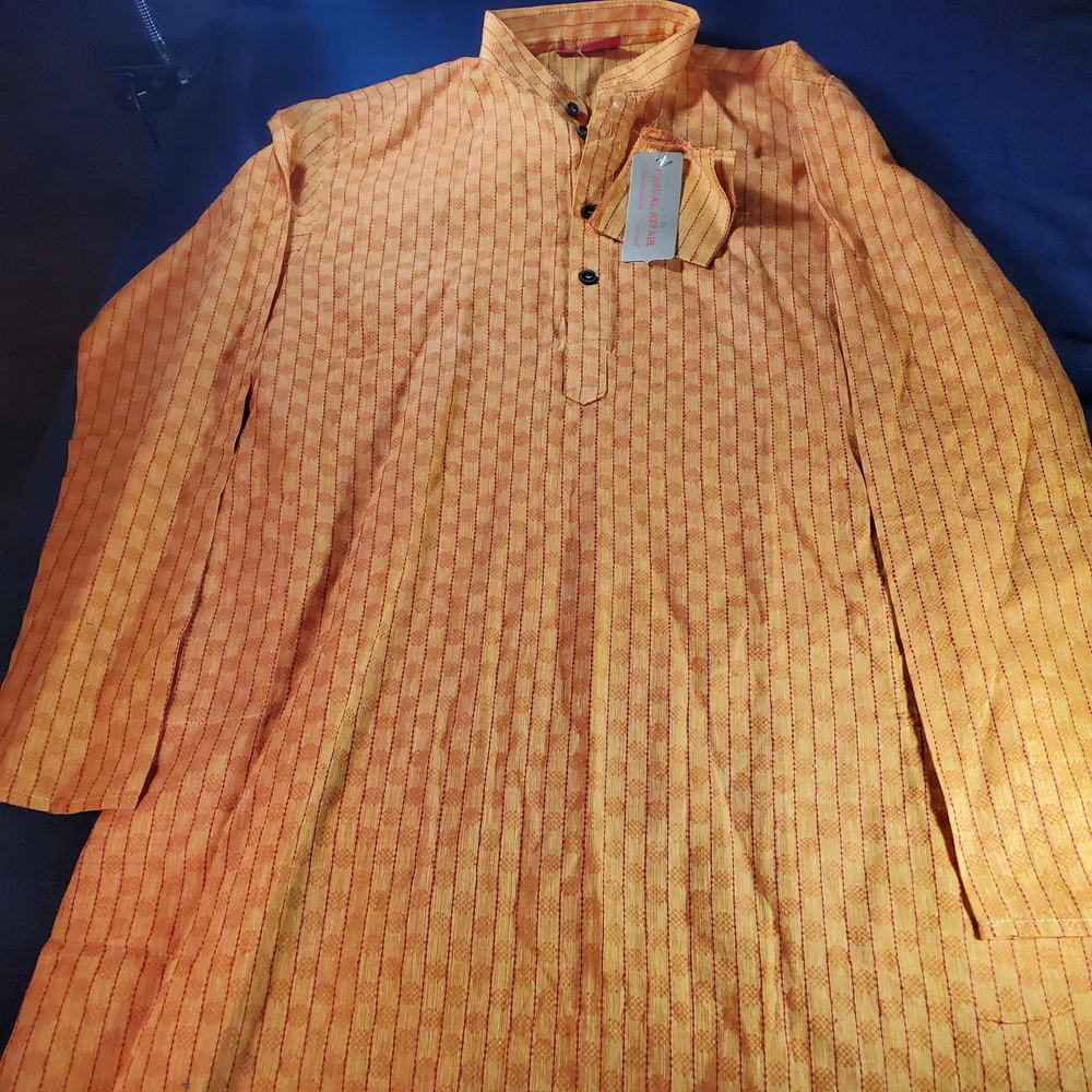 Orange Kurta With Subtle Pattern - image 1